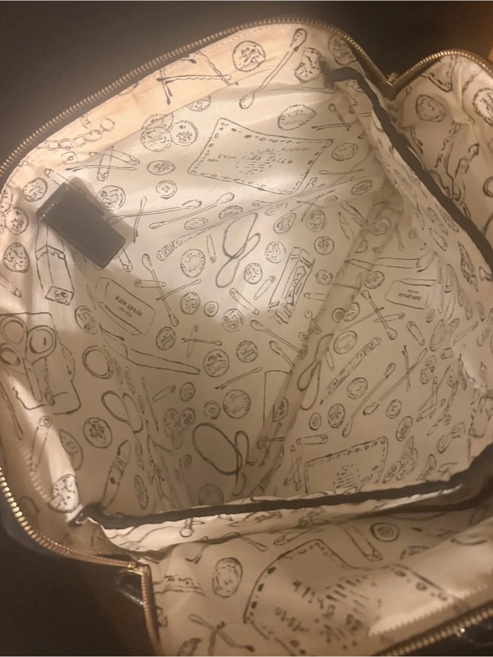 kate spade Black Nylon Laptop Tote with Patent Trim